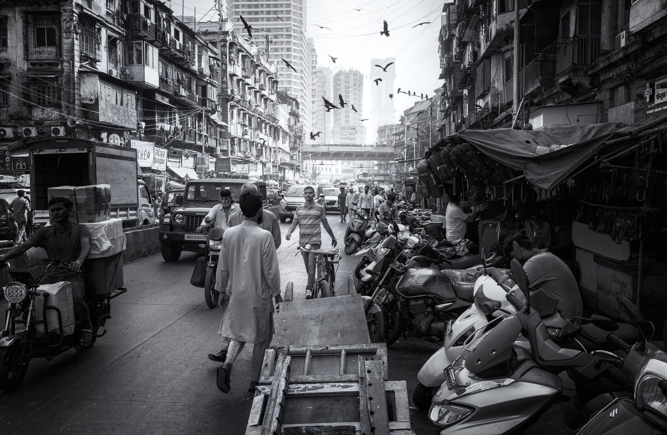 Soaring Crows Amidst the Hustle of Mumbai Street